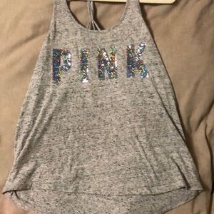 Pink sequin tank top